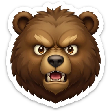 An ancient bear, forest guardian, aggressive angry, front profile, face portrait focus sticker