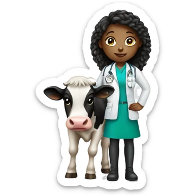 Girl vet with cow sticker