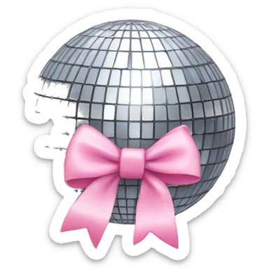 Disco ball with light pink bow sticker