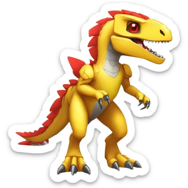  Edgy Red Yellow Shiny Digimon-Fakemon-Velociraptor-Dragon-Mecha full body sticker