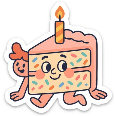 slice of funfetti birthday cake sticker