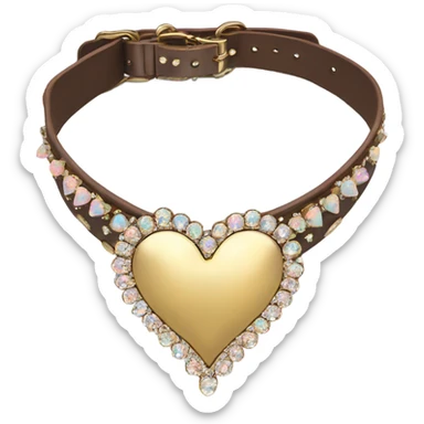 Gold heart collar with opal rhinestones sticker