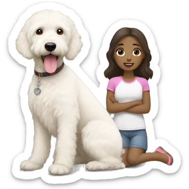 White labradoodle with brunete girl sticker