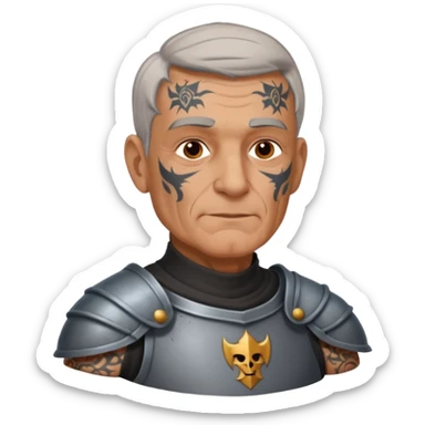 elderly tattooed knight, tattooed shoulder sticker