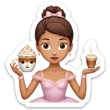 a ballerina with a head as a cup of capuchino  sticker