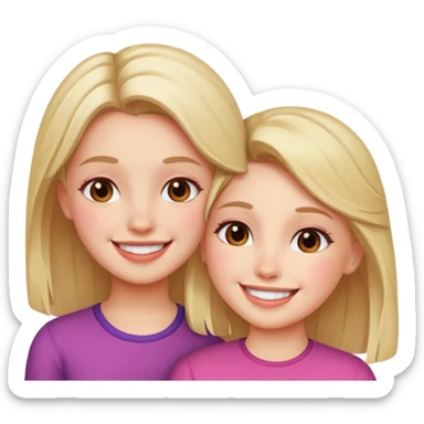 A girl blushing at a girl sticker