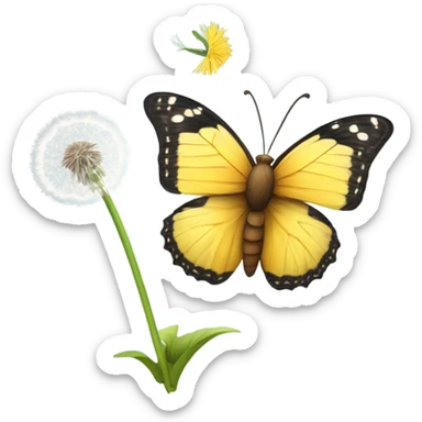 Butterfly flying on a dandelion  sticker