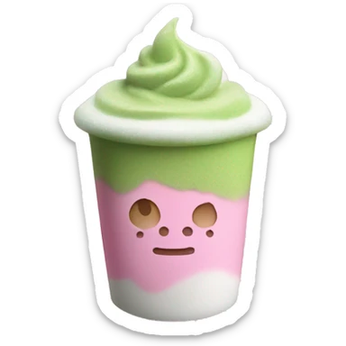 Matcha with pink cold foam sticker