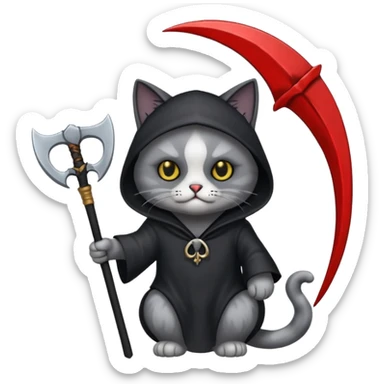 Grim reaper cat sticker