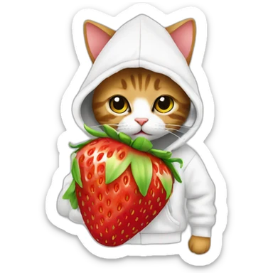 Cat strawberry hoodie sticker