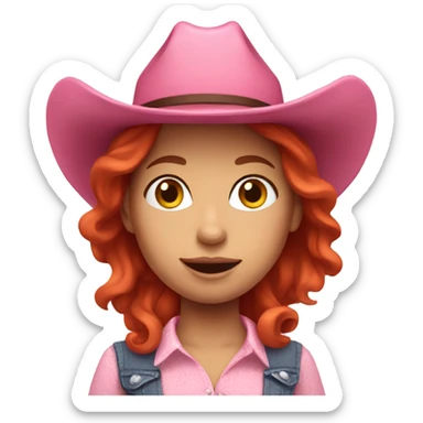 Red hair girl in pink cowgirl outfit sticker