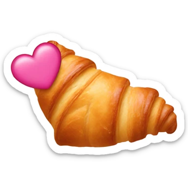 Croissant and hearts pink  sticker