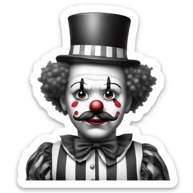 sad clown black and white sticker