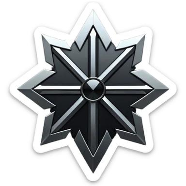 Emoji, dark futuristic cross, symmetrical geometric shape, black metal, gothic cyber aesthetic, minimal flat design, sharp edges, centered, transparent background do not use any other colors but metal and black sticker