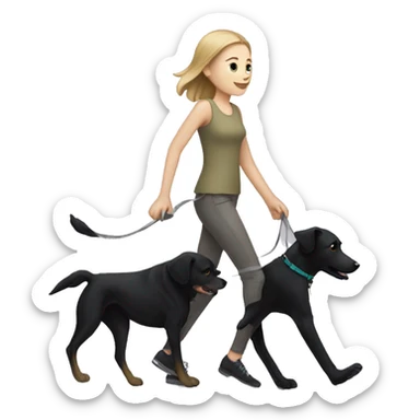 White Girl walk with a black dog sticker