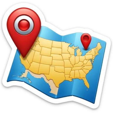 a map with one unique  pin sticker