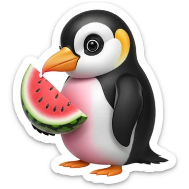 penguin eating watermelon sticker