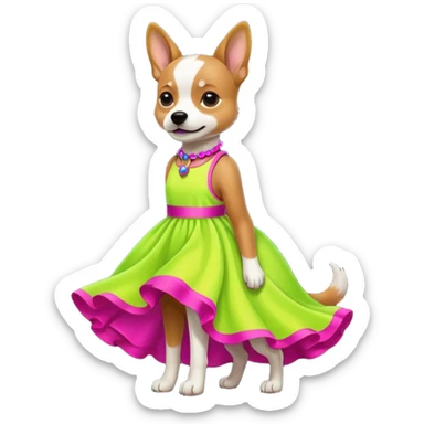 DOG wearring neon fashion dress sticker
