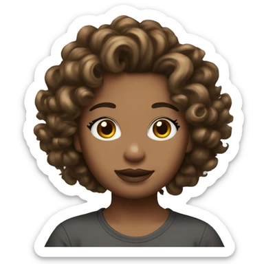 Boujee hello kitty with curly brown hair  sticker