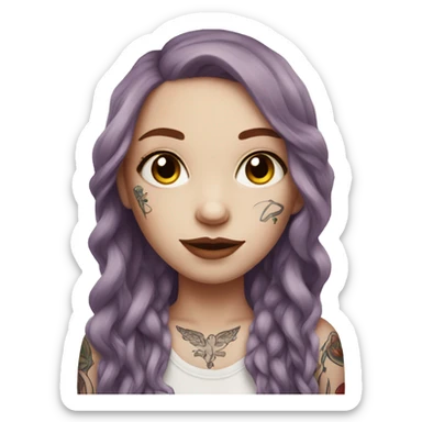 Beautiful girl with white skin, long red hair and tattoos sticker