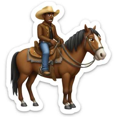 Crying cowboy on horse sticker