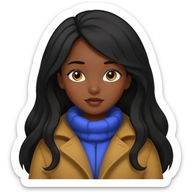 Siyah uzun saçlı ceket giyen esmerimsi kız sticker
