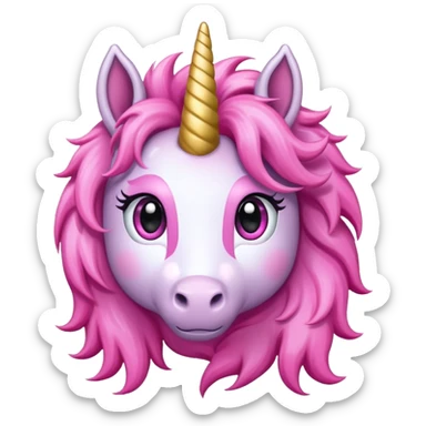 Cute Pink fluffy unicorn  sticker