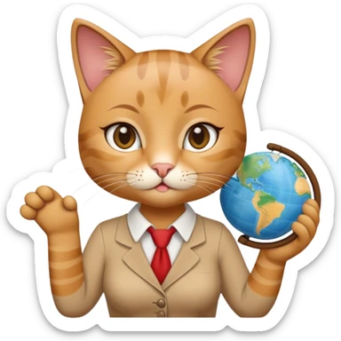 Teacher cat female that teachers geograhy sticker