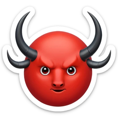 Red circle with black horns holding a trident sticker