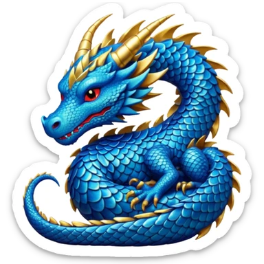 Blue dragon with gold accents sleeping with zzz sticker