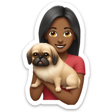 Woman with Pekingese sticker