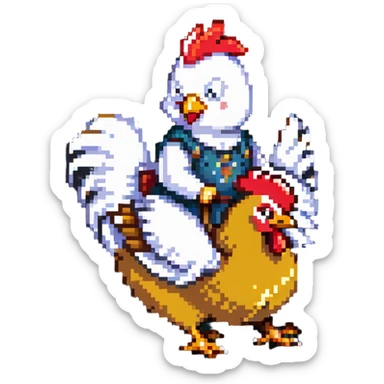 chicken jockey small character riding a chicken sticker