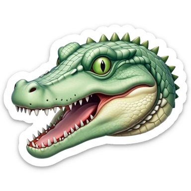 zombie monstrous pale skinned decaying greenish white alligator, vicious, boss monster sticker