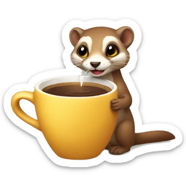 weasel drinking coffee sticker