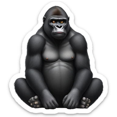 Gorilla sitting cross-legged while picking nose  sticker