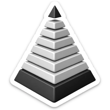 2D triangle with squares stacking up inside to demonstrate a social hierarchy (all black and white) sticker