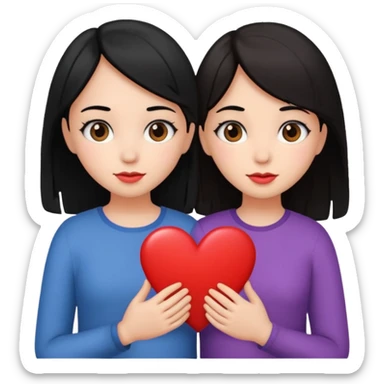 2 girls that have a heart one hair black the other brown  sticker