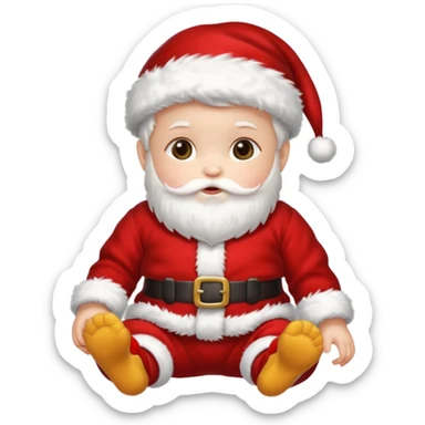 a baby wearing santa clothes and cute fluffy shoes sticker