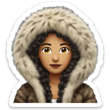 Realistic gorgeous Hispanic with fur coat  sticker