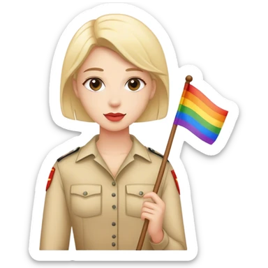 woman with lgbt flag sticker