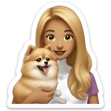 light-skinned-girl-petting-pomeranian sticker
