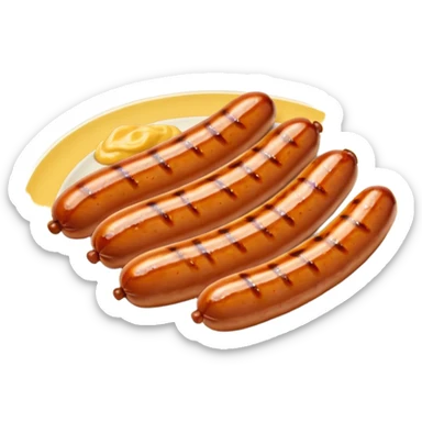 small sausages with mustard sticker