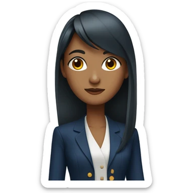 beautiful sri lankan woman with straight hair and bangs wearing a dark blue suit jacket sticker