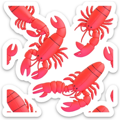 lobsters in love holding claws sticker