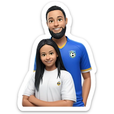 smiling boy in soccer uniform sticker