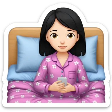 girl going to bed black hair sticker
