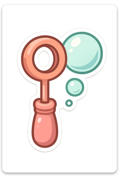 chibi sticker-style bubble wand, cute and exaggerated sticker