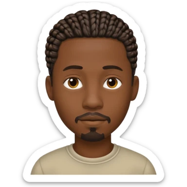 Hazme un emoji de un hombre negro con trenzas cortas, pero no tanto y una pequeña perilla sin bigote sticker