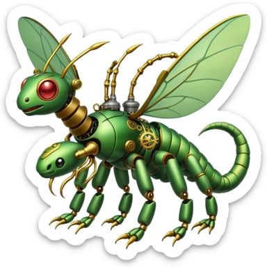 Steampunk-robot-Caterpie-Flygon-Scyther-fusion sticker