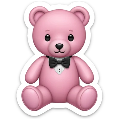 Osito rosa con moño en el cuello sticker